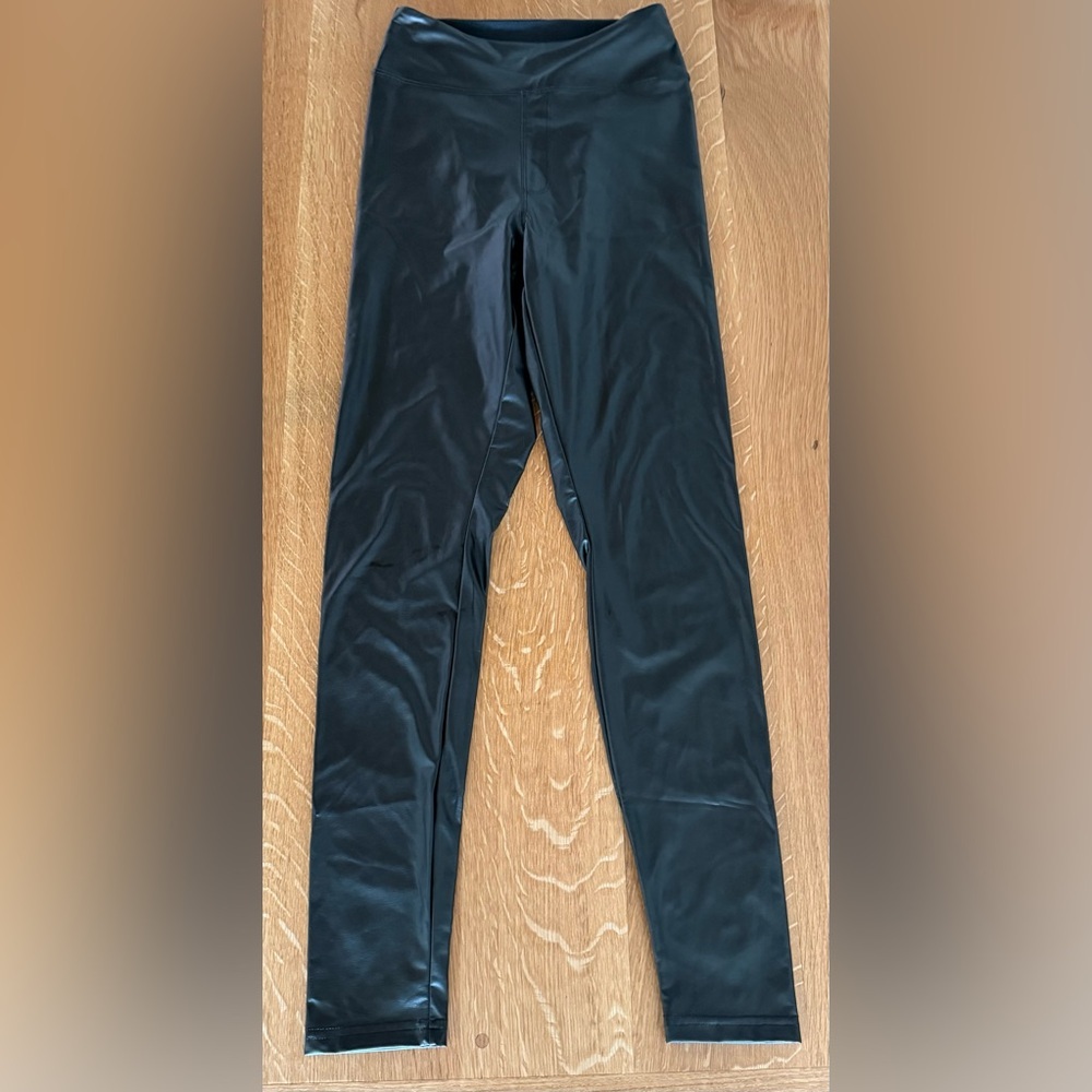 Aerie Faux Leather Black Athletic Leggings